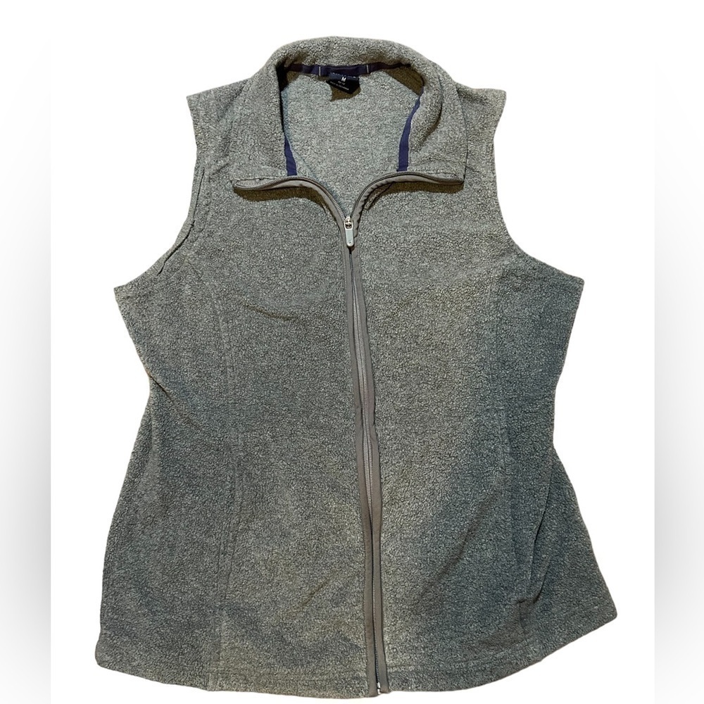 Lands End Gray Fleece Vest L